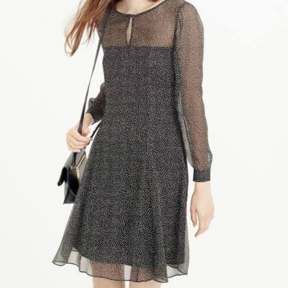 J Crew speckled long sleeve silk chiffon dress - Picture 1 of 8